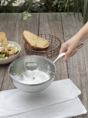 Chảo inox 316 liền khối 5-ply Premium Kaiyo -sâu lòng có vung kính 20cm