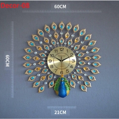 Đồng hồ đính đá chim công xanh 3D- DG06