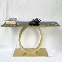 Bàn console trang tri khung sắt chữ O mặt đá(120x35x80cm)