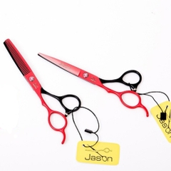 Kéo cắt tóc tay trái JaSon đỏ đen LCC002