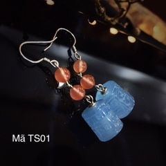 Khuyên Tai Trụ Như Ý Aquamarine