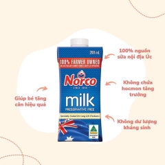 Sữa tươi nguyên kem Norco nội địa Úc - Thùng 24 hộp x 200ml