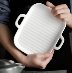 Dĩa gốm sứ hình chảo vuông