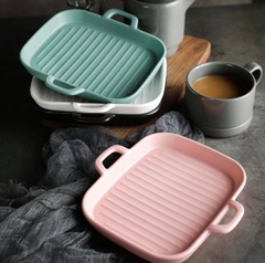 Dĩa gốm sứ hình chảo vuông