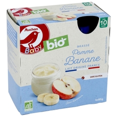 Sữa chua hữu cơ Auchan Bio dạng túi cho bé từ 10 tháng (4 x 85g)