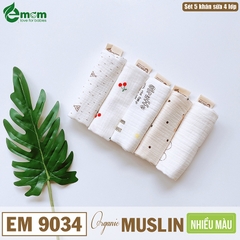 Sét 5 khăn sữa EMOM muslin 4 lớp