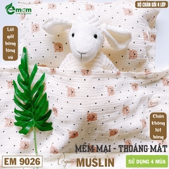 Sét chăn gối xô muslin EMOM LOVELY (chăn 4 lớp)