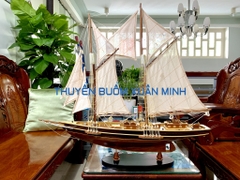 Mô Hình Du Thuyền Gỗ Phong Thuỷ BLUENOSE Trang Trí | Gỗ Quỷnh tự nhiên | Thân 63cm