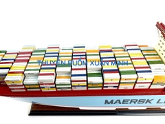 Mô Hình Tàu Thuỷ Chở Container MAERSK LINE | Gỗ Tự Nhiên | Thân 100cm (Sơn Màu)