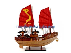 Thuyền Buồm Gỗ Mô Hình Thuyền Rồng Hạ Long | Gỗ Giáng Hương | Thân 40cm (Buồm Vải Đỏ)