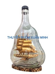 Mô Hình Thuyền Gỗ Trong Chai Rượu Hennessy X.O - D4