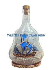 Mô Hình Thuyền Gỗ Trong Chai Rượu Hennessy X.O - D5