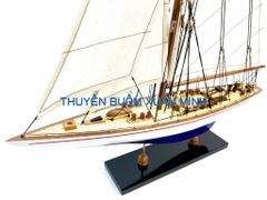 Mô Hình Du Thuyền Gỗ Phong Thuỷ Endeavour | Gỗ Tự Nhiên | Thân 50cm (Sơn Trắng-Xanh)