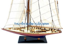 Mô Hình Du Thuyền Gỗ Phong Thuỷ Endeavour | Gỗ Tự Nhiên | Thân 50cm (Sơn Đỏ-Xanh)