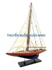 Mô Hình Du Thuyền Gỗ Phong Thuỷ Endeavour | Gỗ Tự Nhiên | Thân 50cm (Sơn Đỏ-Xanh)