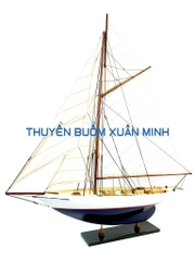 Mô Hình Du Thuyền Gỗ Phong Thuỷ Penduick | Gỗ Tự Nhiên | Thân 50cm (Sơn Trắng-Xanh)