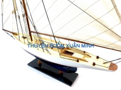 Mô Hình Du Thuyền Gỗ Phong Thuỷ Penduick | Gỗ Tự Nhiên | Thân 50cm (Sơn Trắng-Xanh)