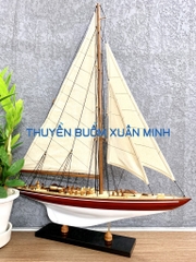 Mô Hình Du Thuyền Gỗ Phong Thuỷ Endeavour | Gỗ Tự Nhiên | Thân 50cm (Sơn Gỗ-Trắng)