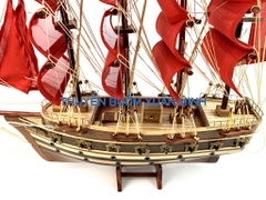 Mô Hình Thuyền Buồm Gỗ Phong Thuỷ Jylland (Tàu Chiến Cổ Đan Mạch) | Loại Tiêu Chuẩn - Gỗ Xoan Đào | Thân 40cm (Buồm Vải Đỏ)