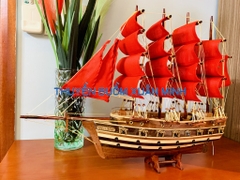 Mô Hình Thuyền Buồm Gỗ Phong Thuỷ Jylland (Tàu Chiến Cổ Đan Mạch) | Loại Tiêu Chuẩn - Gỗ Xoan Đào | Thân 40cm (Buồm Vải Đỏ)