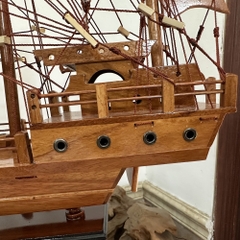 [Dài 55cm] Mô Hình Thuyền Buồm Gỗ Mô Hình Tàu Đánh Cá Thái Lan - Gỗ Giáng Hương - Thân tàu 40cm