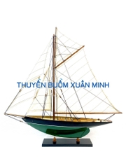 Mô Hình Du Thuyền Gỗ Phong Thuỷ Penduick | Gỗ Tự Nhiên | Thân 50cm (Sơn Đen-Xanh)