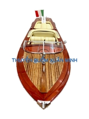 Mô Hình Tàu Cano Đua Sang Trọng Riva Aquarama | Gỗ Tự Nhiên | Thân 67cm (Sofa Kem)