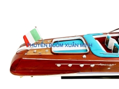 Mô Hình Tàu Cano Đua Sang Trọng Riva Aquarama | Gỗ Tự Nhiên | Thân 67cm (Sofa Trắng_Xanh)