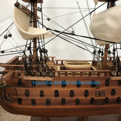 Mô hình thuyền gỗ thuyền trang trí tàu chiến cổ HMS Victory - Gỗ căm xe - Thân tàu dài 40cm - Buồm vải bố