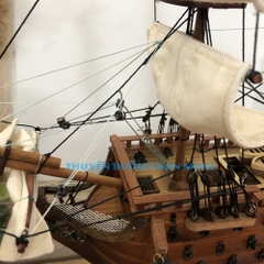 Mô hình thuyền gỗ thuyền trang trí tàu chiến cổ HMS Victory - Gỗ căm xe - Thân tàu dài 40cm - Buồm vải bố