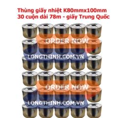 Thùng 30 cuộn giấy nhiệt K80x100 - Trung Quốc