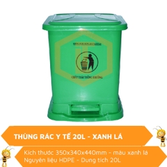 Thùng rác y tế 20L xanh lá