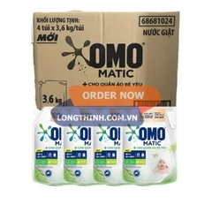 Thùng 4 túi nước giặt Omo Matic dịu nhẹ cho quần áo bé yêu 3.6kg