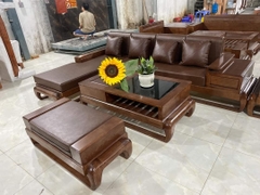 Sofa Gỗ Sồi Đùi Gà Góc Chữ L Màu Óc Chó Bên Trái