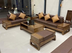 Sofa gỗ sồi đùi gà màu óc chó bên trái