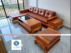 Sofa Gỗ Sồi Đùi Gà Góc Chữ L Màu Hương Bên Trái