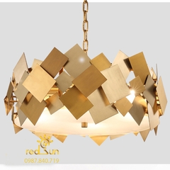 DC025 - Đèn chùm Nordic Vòng ghép miếng đồng