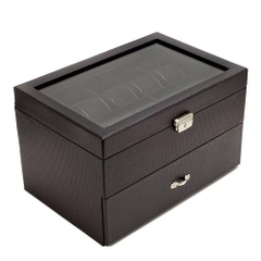 Hộp đựng đồng hồ 20 chiếc Caddy Bay Black Carbon Fiber Watch Box 20 Watches