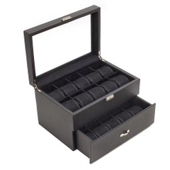 Hộp đựng đồng hồ 20 chiếc Caddy Bay Black Carbon Fiber Watch Box 20 Watches