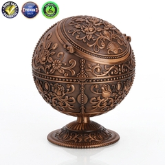 Gạt tàn thuốc lá bằng kim loại JKR Vintage Red Copper Color-Flower Ashtray