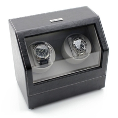 Hộp đựng đồng hồ cơ, 2 chiếc Heiden Double Watch Winder in Black Leather