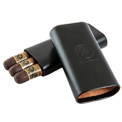 Bao da đựng cigar Mantello Black Leather - 3 điếu