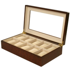 Hộp đựng đồng hồ 10 chiếc, size lớn Tech Swiss Burlwood Watch Box XL 10 Watches