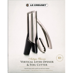 Bộ mở rượu vang cao cấp Le Creuset Antique Chrome Vertical Lever Wine Opener