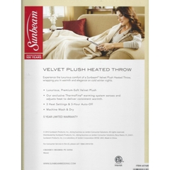 Chăn điện cao cấp Sunbeam Velvet Plush Heated Throw (chăn đơn)