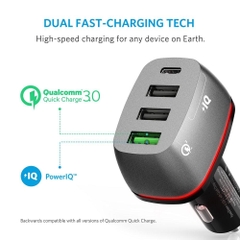 Sạc xe hơi Anker Quick Charge 3.0 & USB Type-C 54W 4-Port USB Car Charger