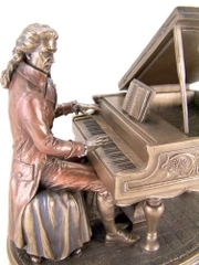 Bức tượng nhà soạn nhạc tài ba Mozart cùng Piano
