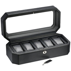 Hộp đựng đồng hồ cao cấp 5 chiếc Wolf Designs Windsor 5 Piece Watch Box, Black 4583029