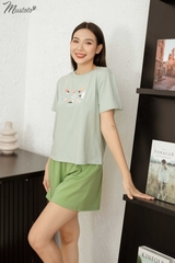 MB03 | Bộ Đồ Mặc Nhà Cotton Quần Đùi Áo Ngắn Tay