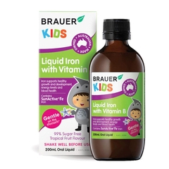 Sắt dạng nước kèm Vitamin B cho trẻ Brauer Kids Liquid Iron 200ml